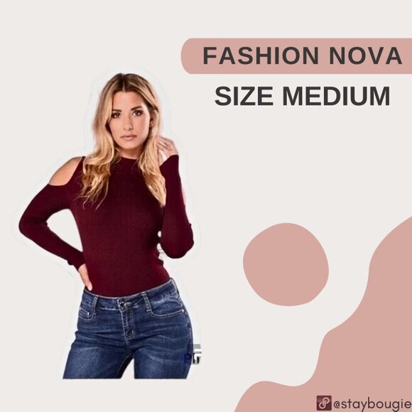 Fashion Nova Cold Shoulder Sweater - Size M - Picture 1 of 5
